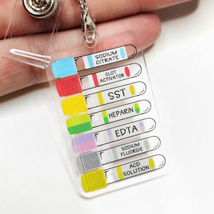 Blood Draw Order Charm - Phlebotomy Badge Reel Charm - Lab Tech Badge Reel - Blood Draw Cheat Sheet - Blood Draw Reference