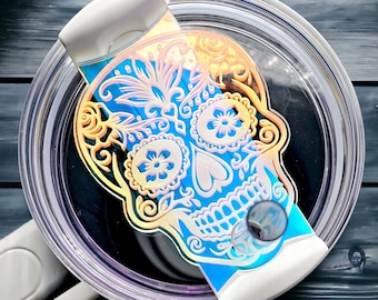 Iridescent 40 oz Tumbler Tag - Tumbler Tag - Sugar Skull Tag - Nurse Tumbler Plate - Nurse Tumbler - Gift for Nurse - Halloween Tumbler Tag