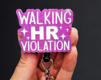 Funny Nurse Badge Reel - Walking HR Violation Badge - Funny Badge Reel - Xray Badge - CNA Badge - Nurse Badge Reel - Healthcare Badge