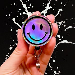 Happy Face Badge Reel -  Smiling Badge Reel, Nurse Badge - Work Badge - Xray Badge - Retro Badge - Cute Badge - Badge Reel Nurse- Nurse Gift