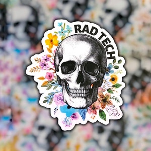 Skull Radiology Sticker - Xray Sticker - Floral Sticker - Tumbler Sticker - Vinyl Sticker - Xray Laptop Sticker - Planner Sticker Xray