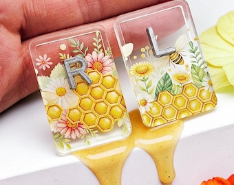 Clear Bee Xray Markers -Honeycomb X-Ray Markers, Summer Xray Markers with Initials, Floral Bee Xray Markers - Acrylic Markers for Xray Techs