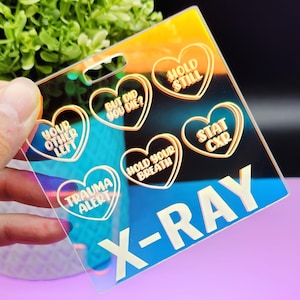 Radiology Badge Buddy - Xray Badge Buddy - Xray Marker Parker - Valentines Day Badge - Funny Badge Buddy - Heart Badge Buddy, Laser Engraved