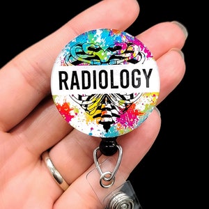 Rib Cage Badge Reel - Radiology Badge Reel - X-Ray Tech Badge - Medical Badge Reel - Heavy Duty Badge Reel Clip - Watercolor Badge Reel