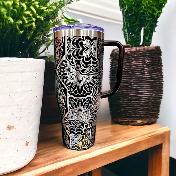 Hidden Swear Word Tumbler - 40 oz Tumbler - Laser Engraved Tumbler - Swear Word Mandala Tumbler - Funny Tumbler - Fuck Tumbler - Cuss Word