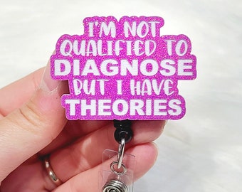 Funny Xray Badge Reel - Radiology Badge Reel - Funny Badge - Ultrasound Badge, Nurse Gift, Humor Badge  Not Qualified to Diagnose, Cna Badge