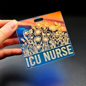 Floral Badge Buddy - Nurse Badge Buddy - ICU Nurse Badge Buddy - RN Badge - Gift for Nurse - ER Nurse Badge - Iridescent Badge Buddy