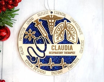 Custom Ornament - Respiratory Ornament, RRT Ornament, Medical Ornament, Wooden Ornament, Respiratory Therapist Gift - Christmas Ornament