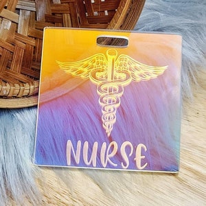Iridescent Nurse Badge Buddy - Caduceus Symbol Badge Buddy - Gift for Nurse - Nurse Gift - RN Badge Buddy - Caduceus Badge Buddy Engraved