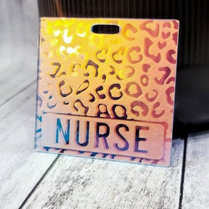 Light Iridescent Leopard Badge Buddy - Nurse Badge Buddy - Lab Badge Buddy- RN Badge Buddy - Xray Marker Parker - Gift for Nurse - Leopard