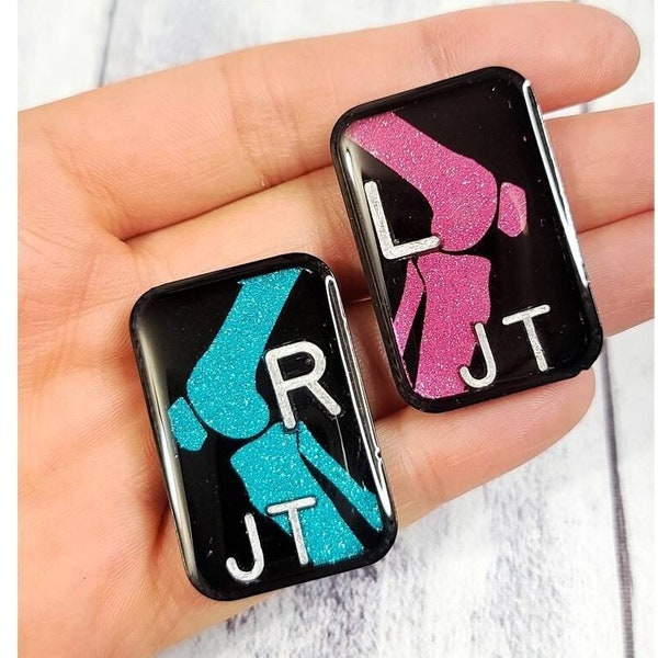 Lateral Knee Xray Markers - Rad Tech Gift - Anatomy XRay Markers - Ortho Xray Markers - X-ray Markers with Initials - Glitter X-Ray Markers