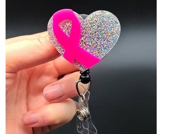 Borstkanker Badge Reel - Roze Lint Badge - Borstkanker Bewustzijn - Oncologie Verpleegkundige Badge - Radiotherapie Badge - Mammografie Badge