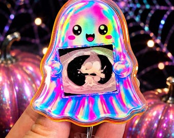 Spooky CT Tech Badge Reel - CT Ghost Badge Reel - Radiology Badge Reel - Iridescent Badge Holder - Halloween Xray Badge Reel - CT Tech Badge