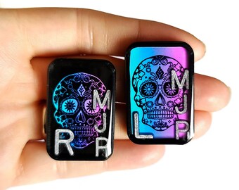 Floral skull x-ray markers with initials