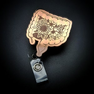 GI Nurse Badge Reel - Nurse Badge Reel - Floral Intestines badge - Anatomy Badge -  Rose Gold Badge - RN Badge Reel - Gi Nurse Gift - Gi Lab