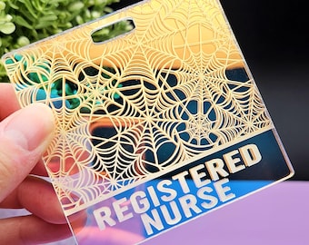 Halloween Badge Buddy - Nurse Badge Buddy - Spooky Badge - Spider Web Badge - CNA Badge - Lab Badge - LPN Badge - Xray Badge Buddy