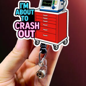 Cuff 'em Badge Reel- Funny Badge Reel - Nurse Badge Reel - Er Nurse Badge - CNA Badge Reel - MA Badge Reel - Silly Goose Badge Holder, Cute About to Crash Out