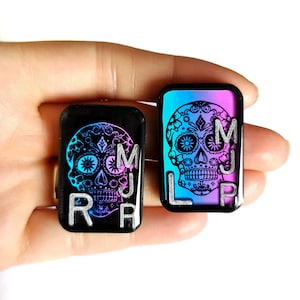 Blue and Pink Sugar Skull X-Ray Markers - Ombre Skull Xray Markers with Initials - Rainbow X-Ray Marker - Radiology Markers - Rad Tech Gift