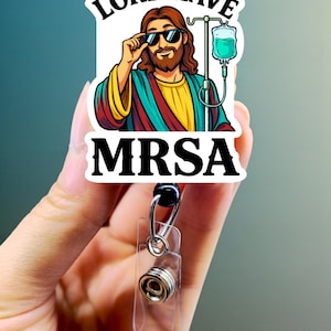 Cuff 'em Badge Reel- Funny Badge Reel - Nurse Badge Reel - Er Nurse Badge - CNA Badge Reel - MA Badge Reel - Silly Goose Badge Holder, Cute Lord Have MRSA