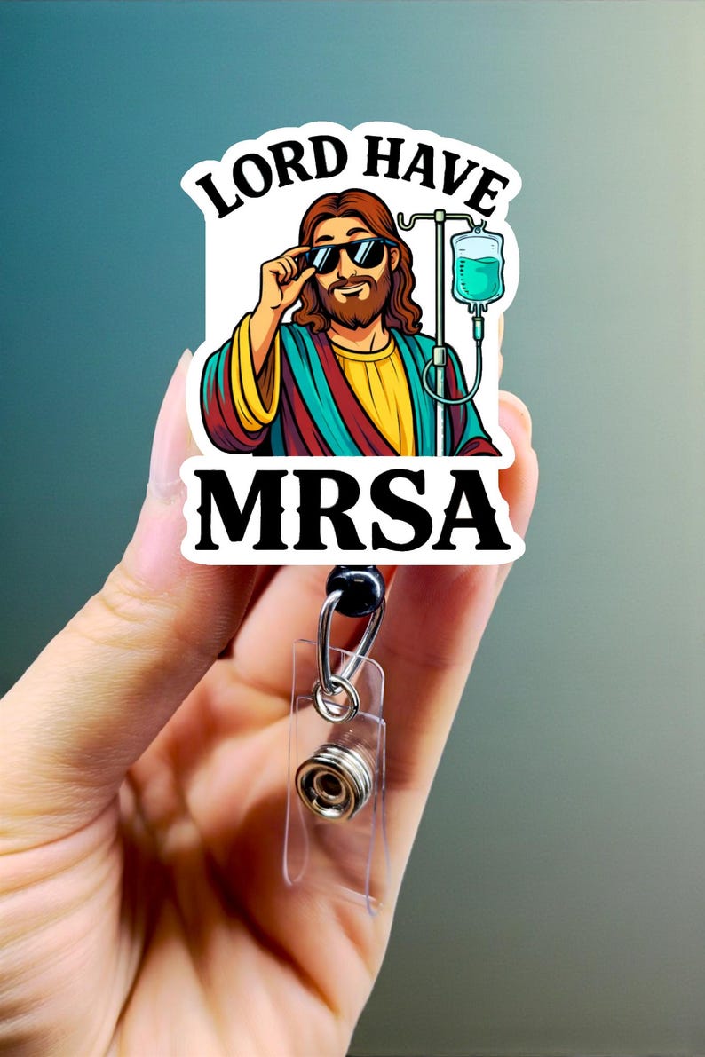 Cuff 'em Badge Reel- Funny Badge Reel - Nurse Badge Reel - Er Nurse Badge - CNA Badge Reel - MA Badge Reel - Silly Goose Badge Holder, Cute Lord Have MRSA