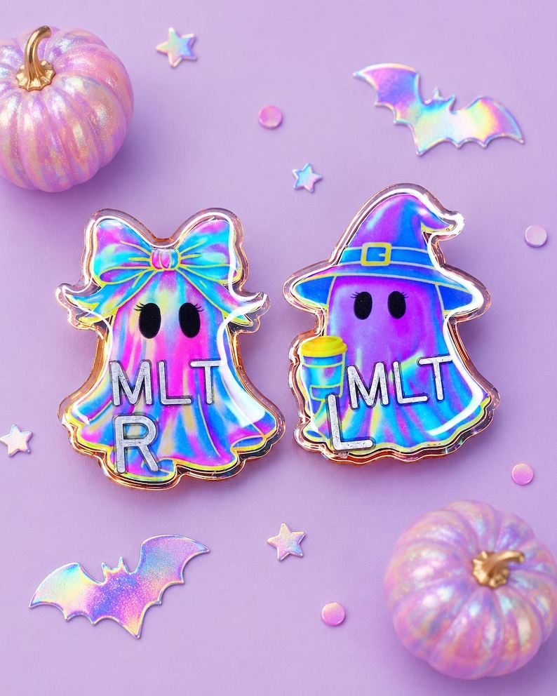 Iridescent Ghost Xray Markers - Halloween Xray Marker Set with Initial - Spooky Xray Markers - Acrylic Markers for Xray Techs image 1