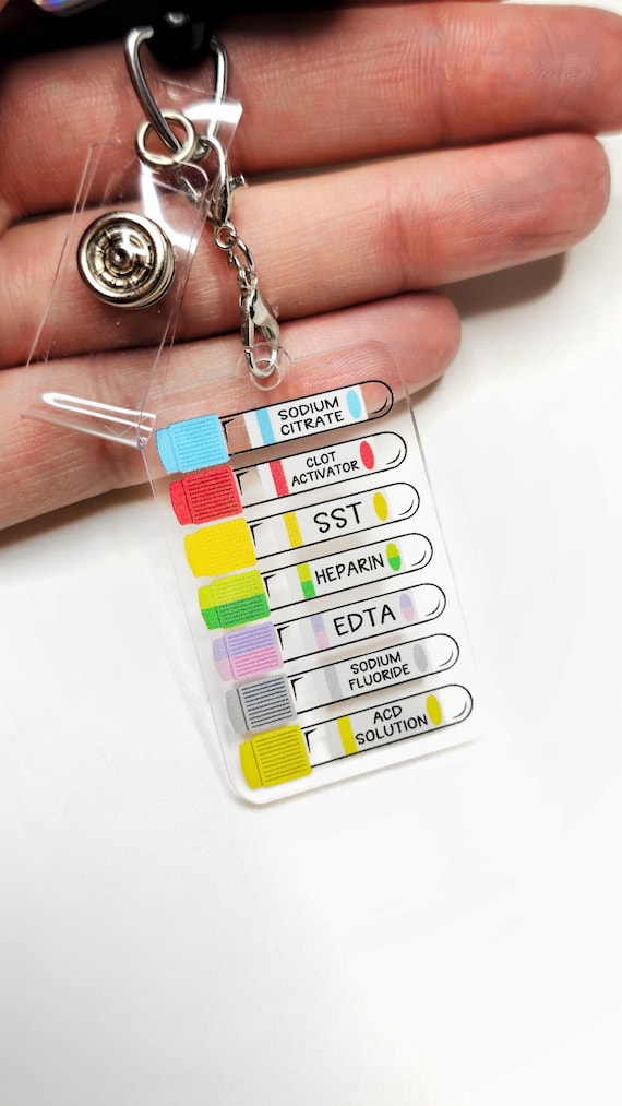 Blood Draw Order Charm - Phlebotomy Badge Reel Charm - Lab Tech Badge Reel - Blood Draw Cheat Sheet - Blood Draw Reference