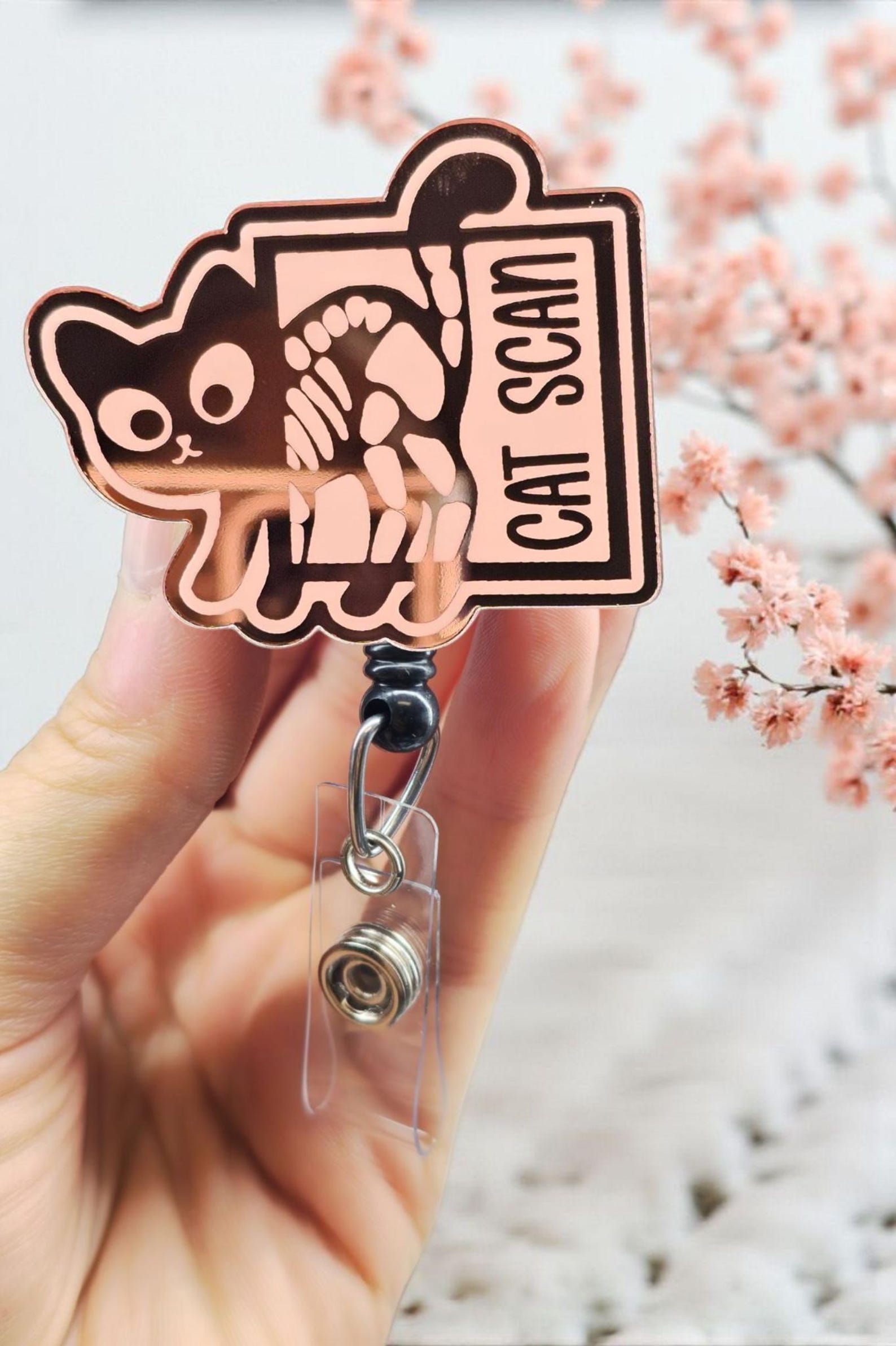 Cat Scan Badge Reel - Radiology Badge - Rose Gold Mirrod Badge - CT ...