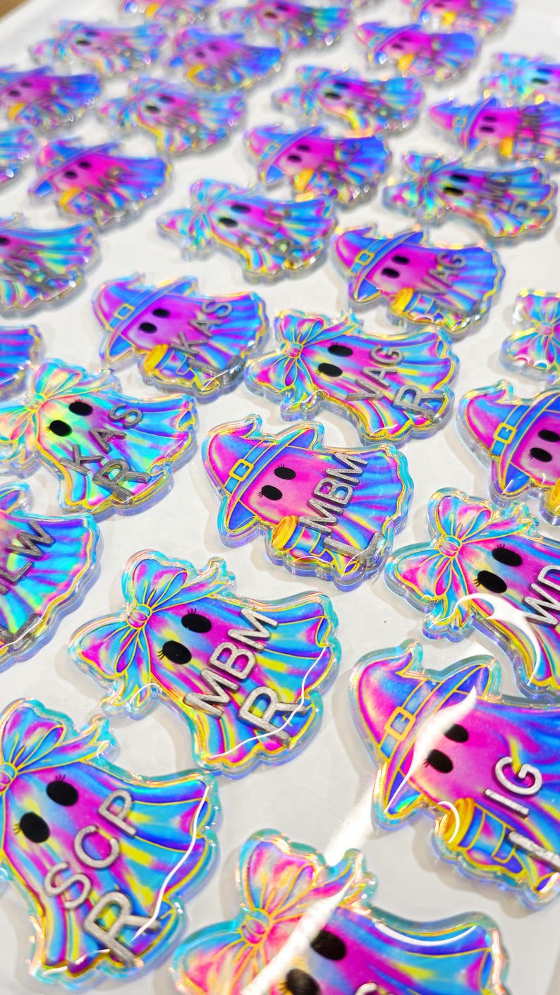 Iridescent Ghost Xray Markers - Halloween Xray Marker Set with Initial - Spooky Xray Markers - Acrylic Markers for Xray Techs image 5