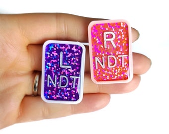 One Set White Border X-ray Markers - Radiographic Markers - Glitter X-Ray Markers - Rad Tech Markers - Radiology X-Ray Markers with Initials