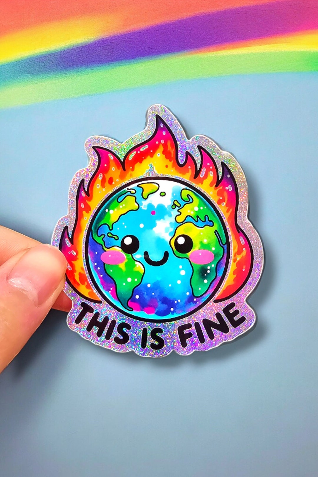 This is Fine Sticker - Funny Sticker - World on Fire Sticker - Mental ...