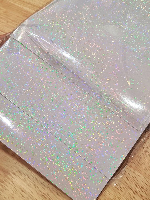 100 A4 Sheets Holographic Laminate Sticker Laminate Self Adhesive Overlay  Resin Transparency Glitter Clear Overlay for Stickers 