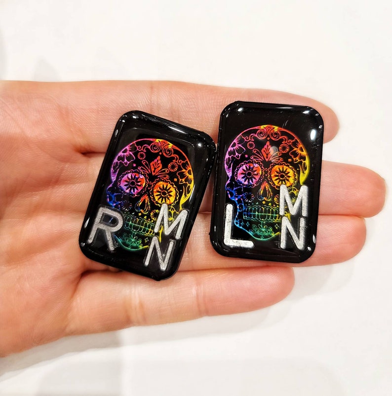 Rainbow Sugar Skull X-Ray Markers Colorful Xray Markers with Initials Rainbow X-Ray Marker Radiology Markers Rad Tech Gift image 1