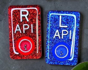 Glitter Red and Blue BB X-Ray Marker Set with Initials - Student Xray Markers - Position Indicator Xray Markers