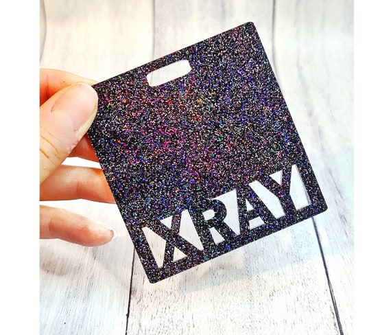 Clear Glitter Marker Parker - Xray Marker Holder - Acrylic ID Badge - Radiology Marker Parker - Xray Marker Badge - Badge Buddy