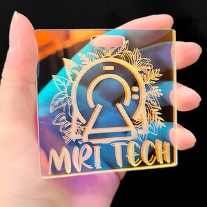 MRI Badge Buddy - Floral Mri Scanner - MRI tech badge - MRI Tech Gift - Radiology Badge Buddy - iridescent badge buddy - Xray Badge buddy