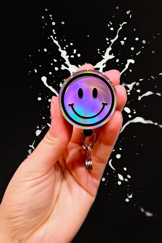 Happy Face Badge Reel -  Smiling Badge Reel, Nurse Badge - Work Badge - Xray Badge - Retro Badge - Cute Badge - Badge Reel Nurse- Nurse Gift