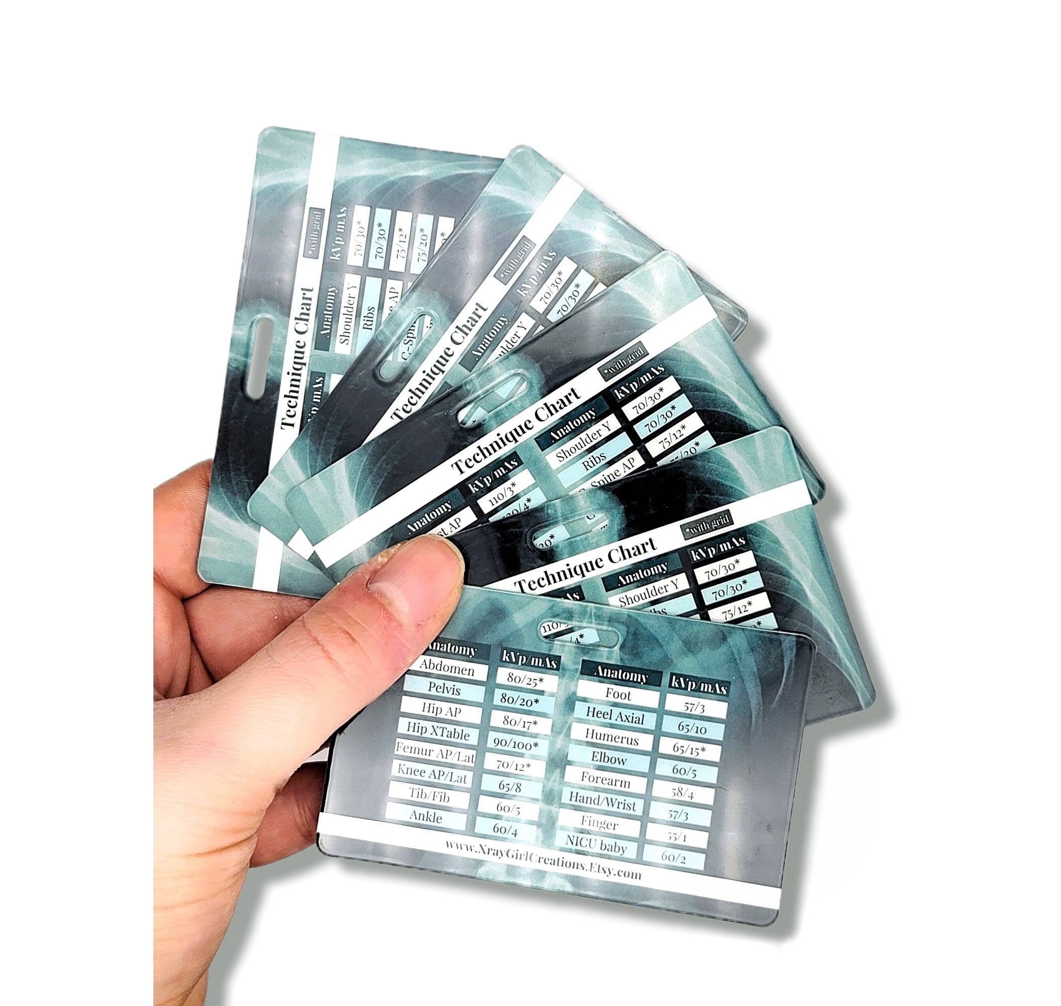 Xray Technique Card Xray Mas and Kvp Chart Radiology Etsy