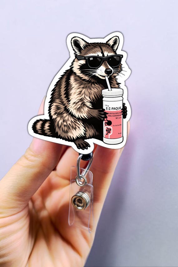 Barium Raccoon Badge Reel – Radiology Badge Reel - Badge Reel for Xray - Xray Badge Reel - Funny Xray Badge Reel - Fluoroscopy Badge Reel