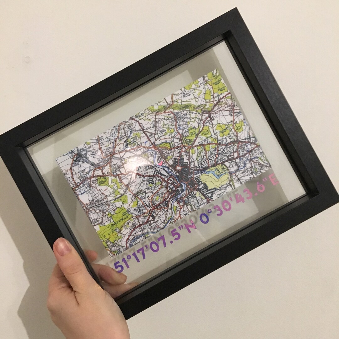 Medium Personalised Colour Map Frame - Etsy