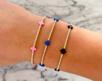 14k Gold Filled Kreuz Perlen Armband nicht trüben