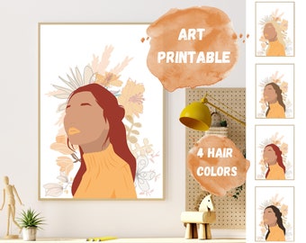 set of 4 - Wildflower Woman- art print