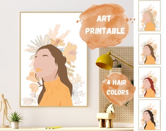 set of 4- Wildflower Woman - art print