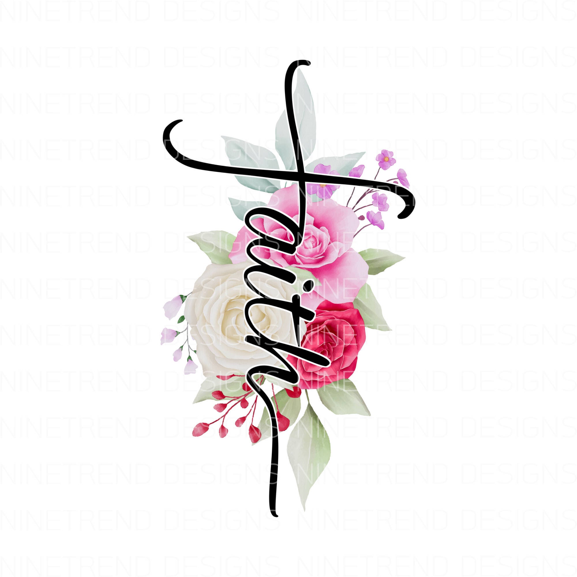 Faith Floral Pngfloral Sublimation Designs Downloads Etsy