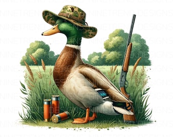 Camo Hat Mallard Duck Hunting PNG: Watercolor Sublimation (Digital Download)
