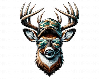 Deer Camo Hat Watercolor PNG: Hunter Sublimation (Digital Download)
