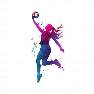 Volleyball Player Jump Silhouette PNG, Women Volleyball Sublimation ...