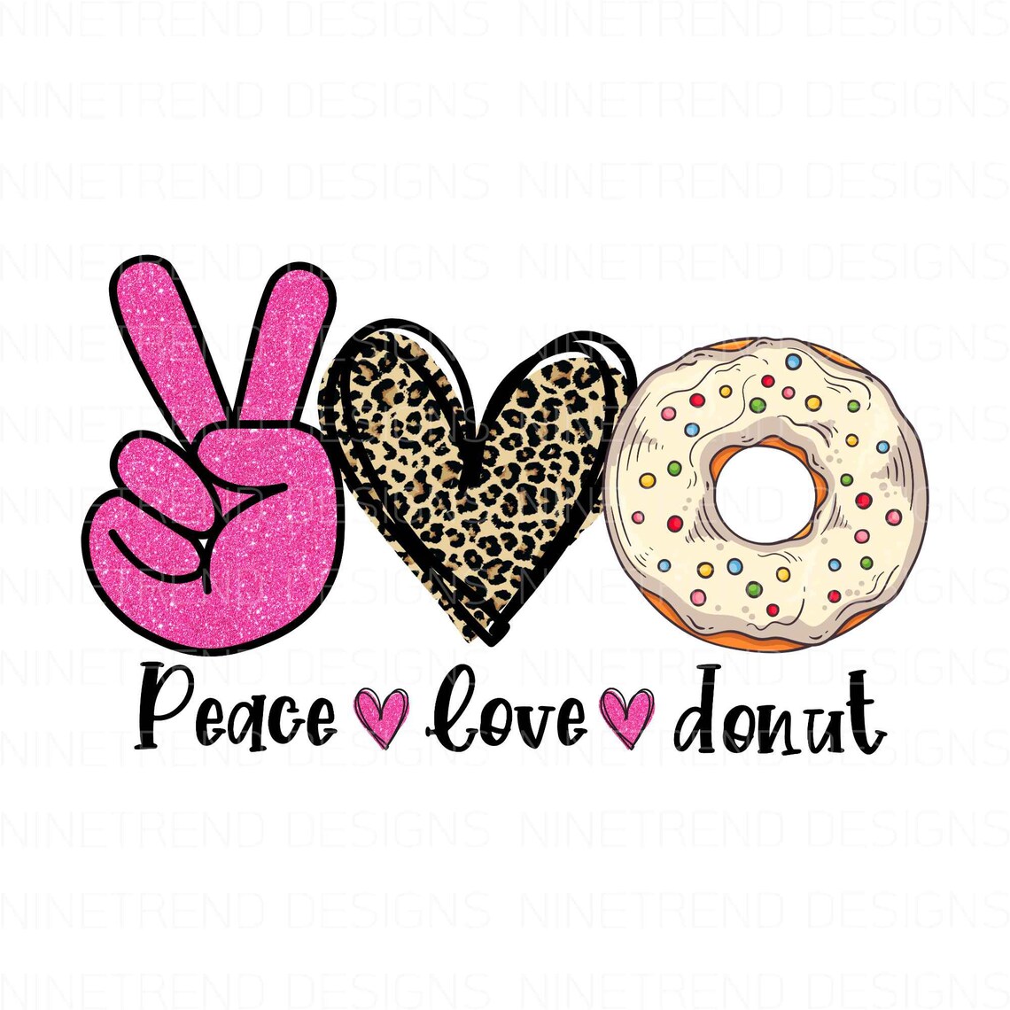 Peace Love Donut PNG Leopard Sublimation Designs Downloads Etsy