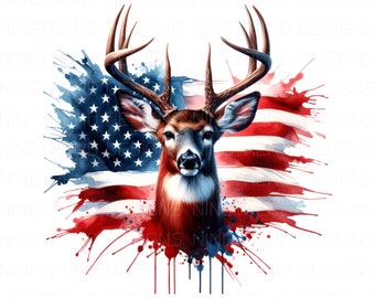 Amerikaanse vlag hertenkop PNG: sublimatieontwerp (digitale download)