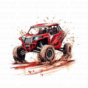 UTV Red Watercolor Clipart PNG, Rzr Sublimation Designs Downloads, Instant Download Sublimation Graphics PNG, Printable Png