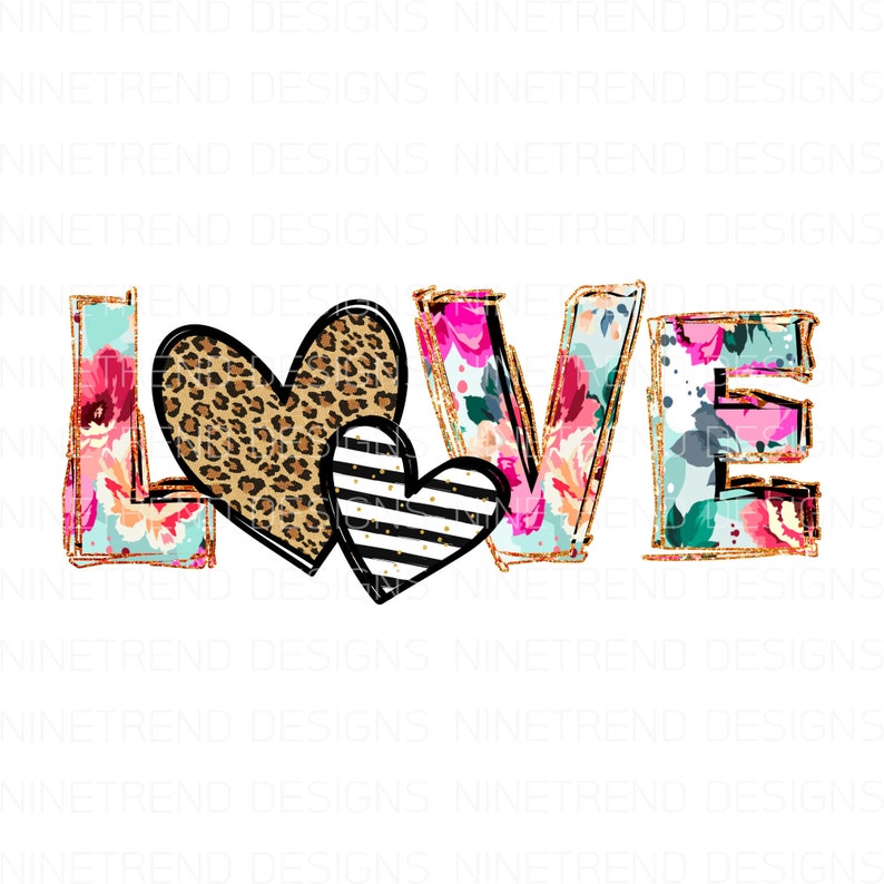 Love PNG, Leopard Heart Flower PNG, Sublimation Designs Downloads ...